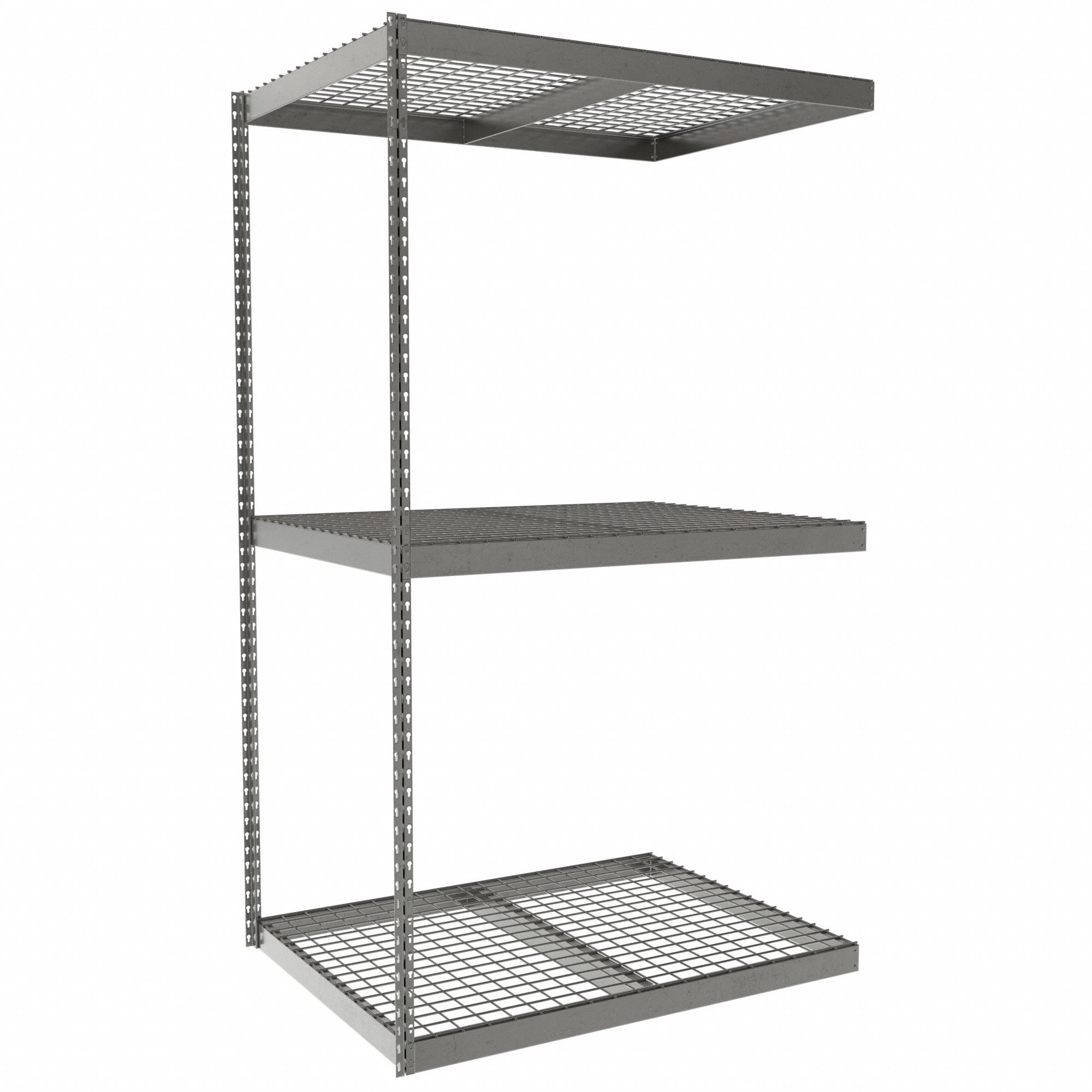 Boltless Shelving: Add-On, Heavy-Duty, 48 in x 36 in, 84 in Overall Ht, 3 Shelves, Steel