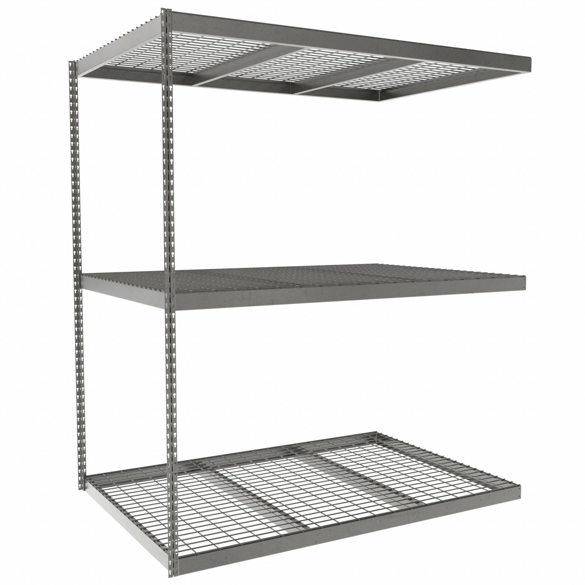 Boltless Shelving: Add-On, Heavy-Duty, 72 in x 48 in, 84 in Overall Ht, 3 Shelves, Steel