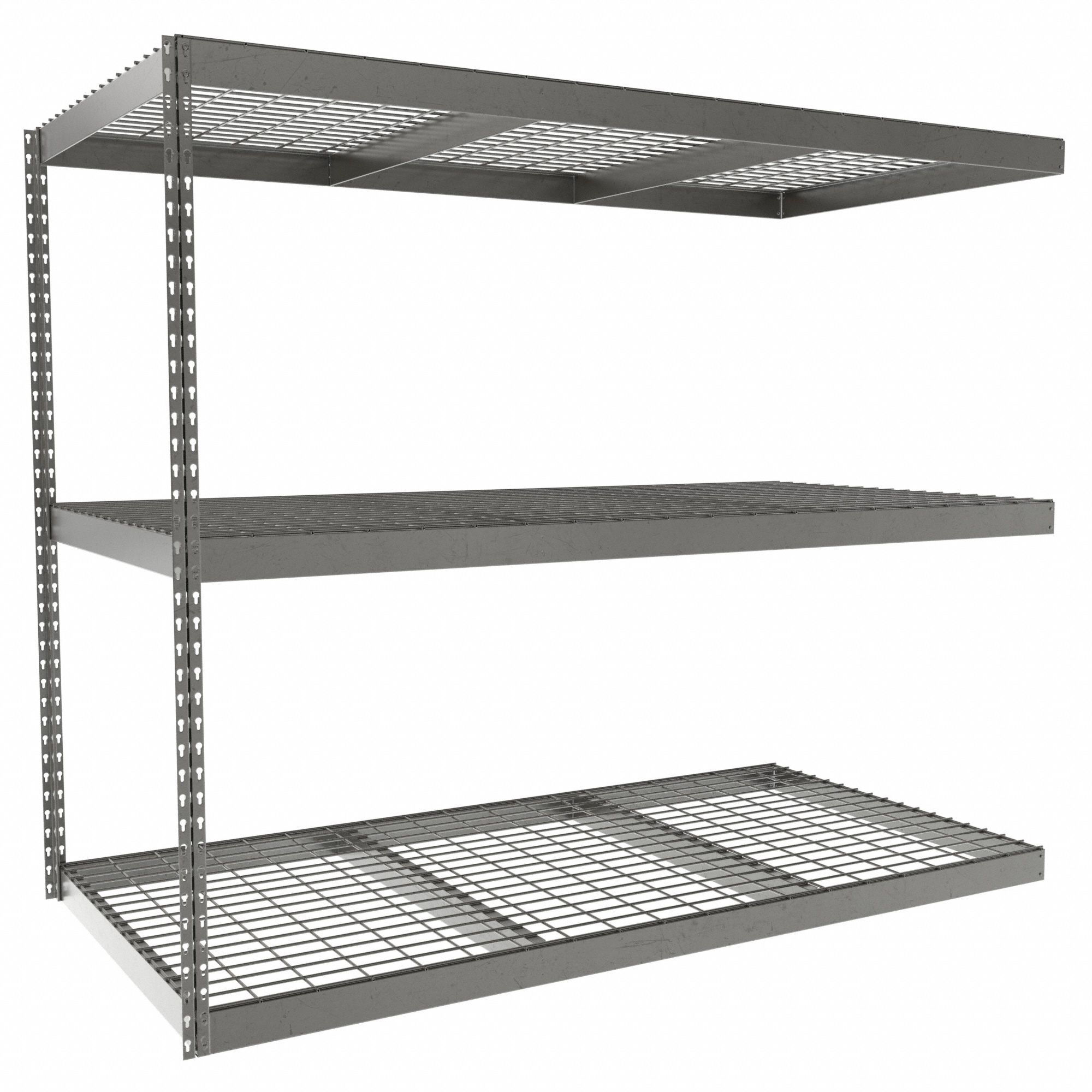 Boltless Shelving: Add-On, Heavy-Duty, 72 in x 36 in, 60 in Overall Ht, 3 Shelves, Steel