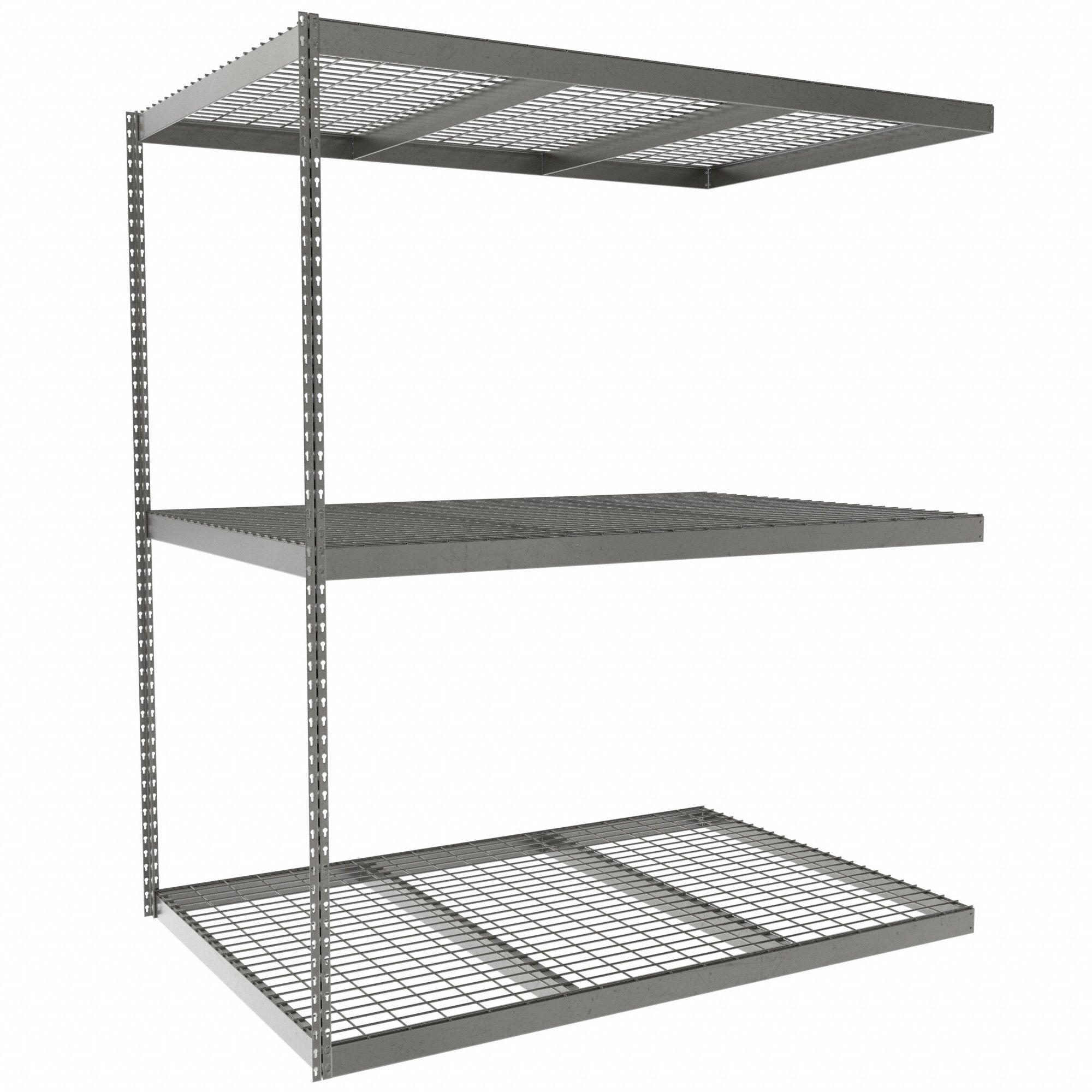 Boltless Shelving: Add-On, Heavy-Duty, 72 in x 48 in, 84 in Overall Ht, 3 Shelves, Steel