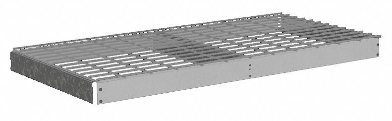 Shelf: 48 in   x 24 in, 2, 250 lb Load Capacity, Steel, 5 ga Decking, Gray, Shelf