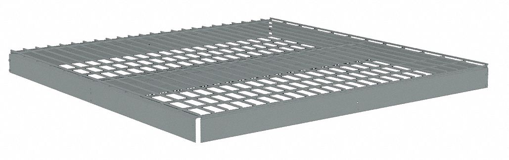 Shelf: 48 in   x 48 in, 2, 250 lb Load Capacity, Steel, 5 ga Decking, Gray, Shelf