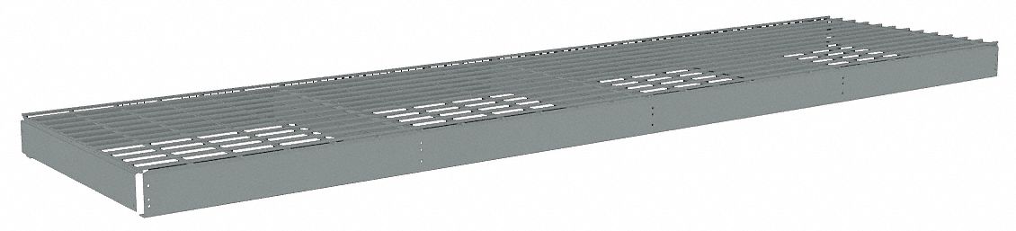 Shelf: 96 in   x 24 in, 1, 600 lb Load Capacity, Steel, 5 ga Decking, Gray, Shelf
