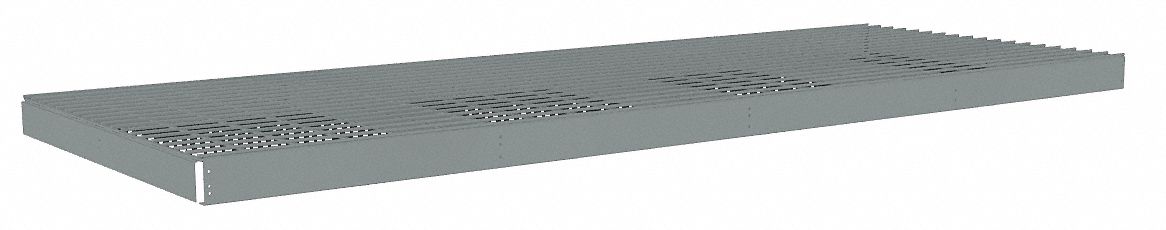 Shelf: 96 in   x 36 in, 1, 600 lb Load Capacity, Steel, 5 ga Decking, Gray, Shelf
