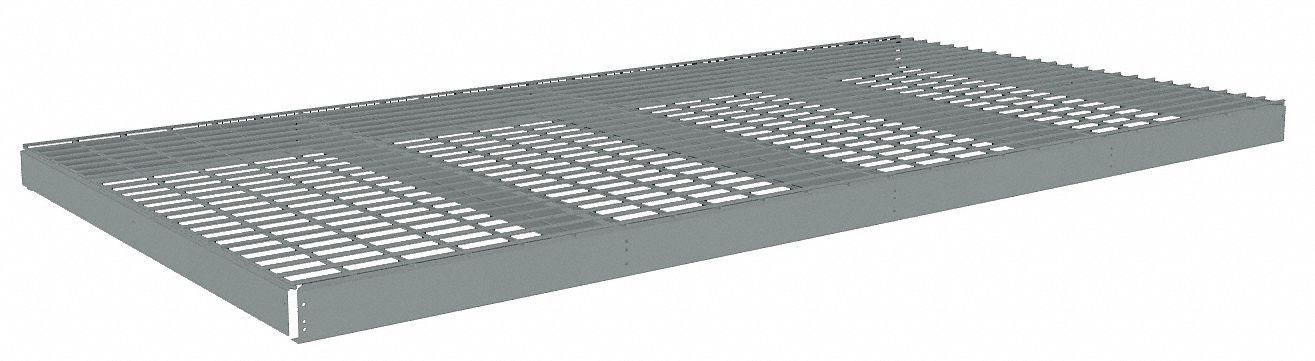 SHELF, 96 IN X 48 IN, 1,600 LB LOAD CAPACITY, STEEL, 5 GA DECKING, GREY, BOLTLESS