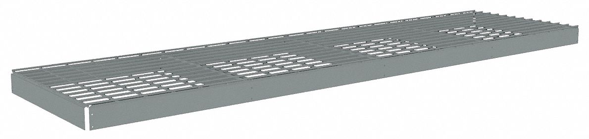 Shelf: 96 in   x 24 in, 1, 250 lb Load Capacity, Steel, 5 ga Decking, Gray, Shelf