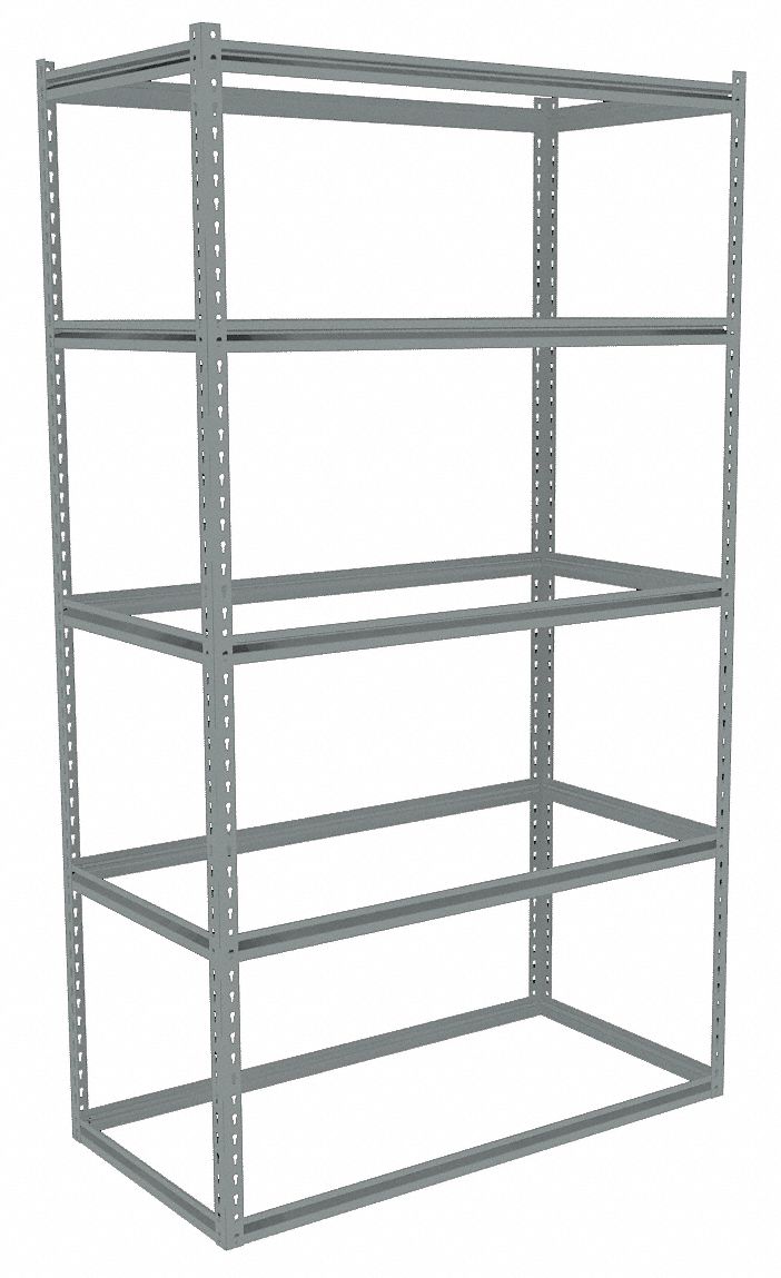 Boltless Shelving: Starter, Medium-Duty, 48 in x 24 in, 84 in Overall Ht, 5 Shelves, Open