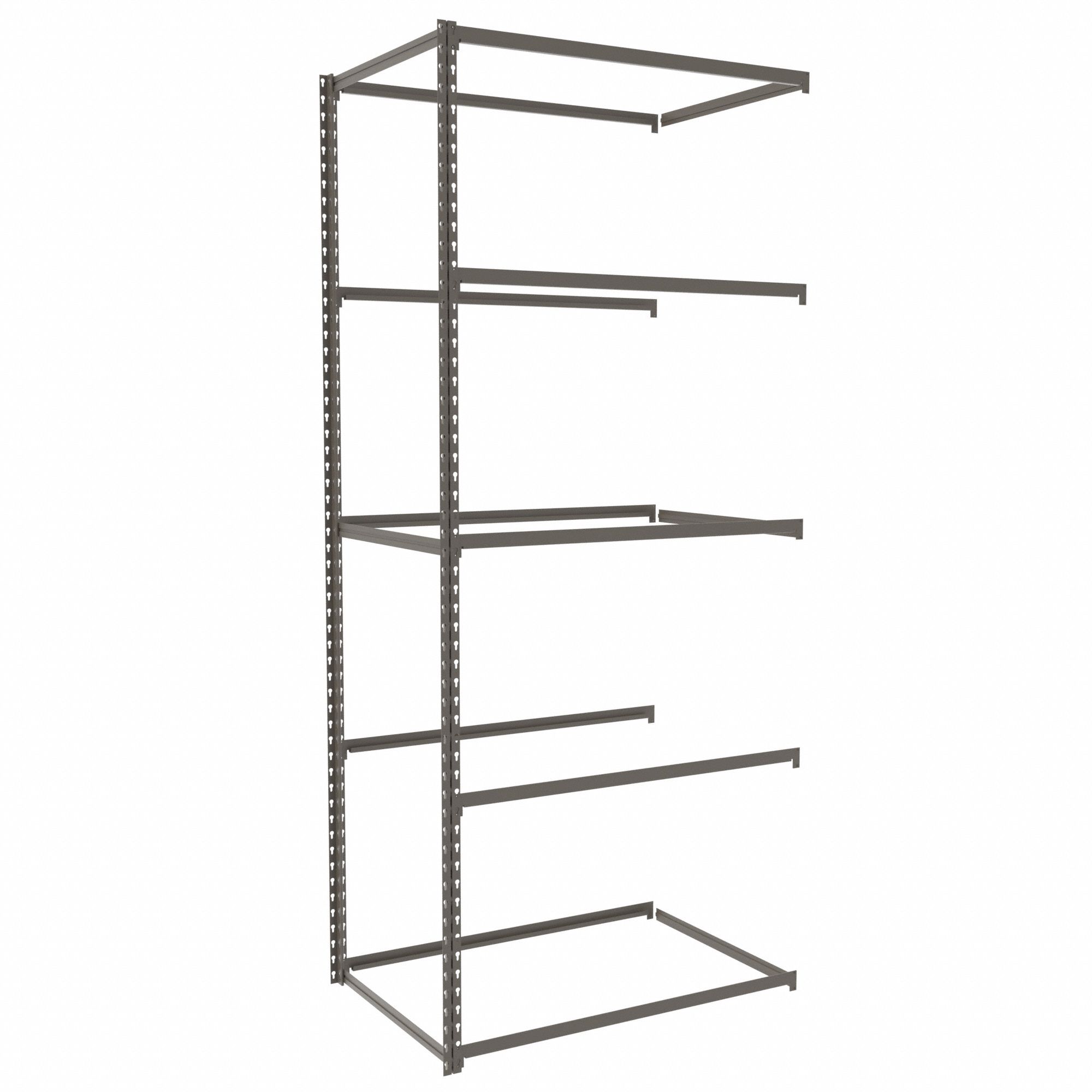 Boltless Shelving: Add-On, Light-Duty, 36 in x 24 in, 84 in Overall Ht, 5 Shelves
