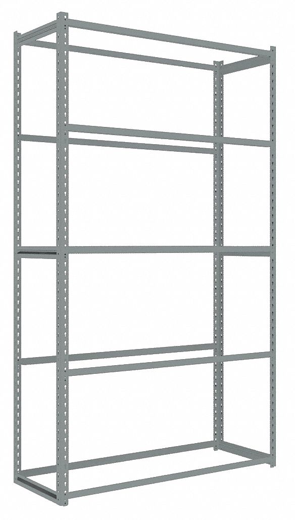 Boltless Shelving: Starter, Light-Duty, 48 in x 18 in, 84 in Overall Ht, 5 Shelves, Open