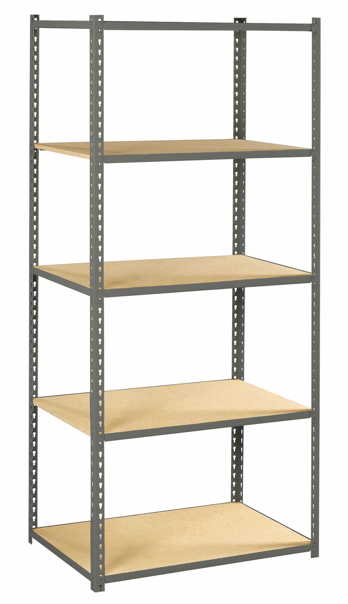 Boltless Shelving: Starter, Light-Duty, 48 in x 18 in, 84 in Overall Ht, 5 Shelves, Open