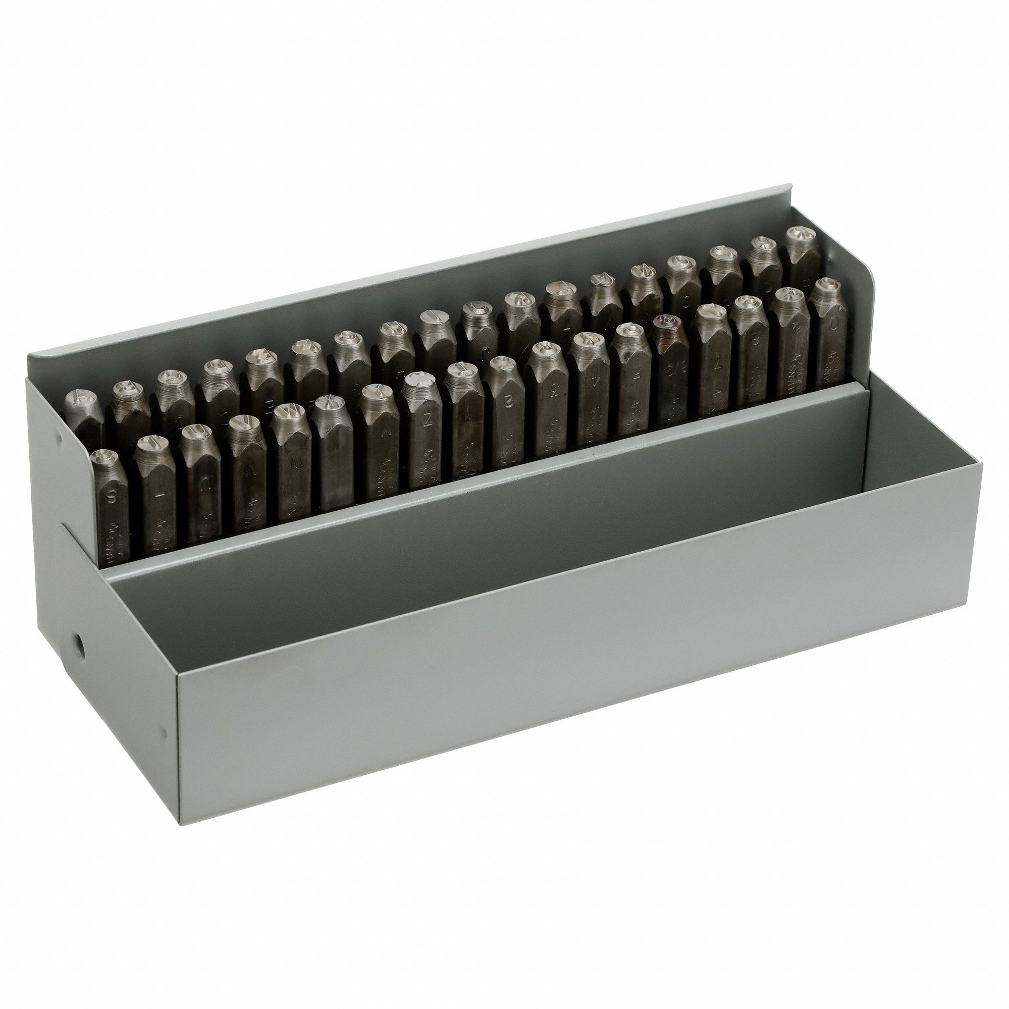 Hand Stamp Kit: 0 thru 9 (6 doubles as 9)/Ampersand (&)/A thru Z, 3/16 in Character Ht