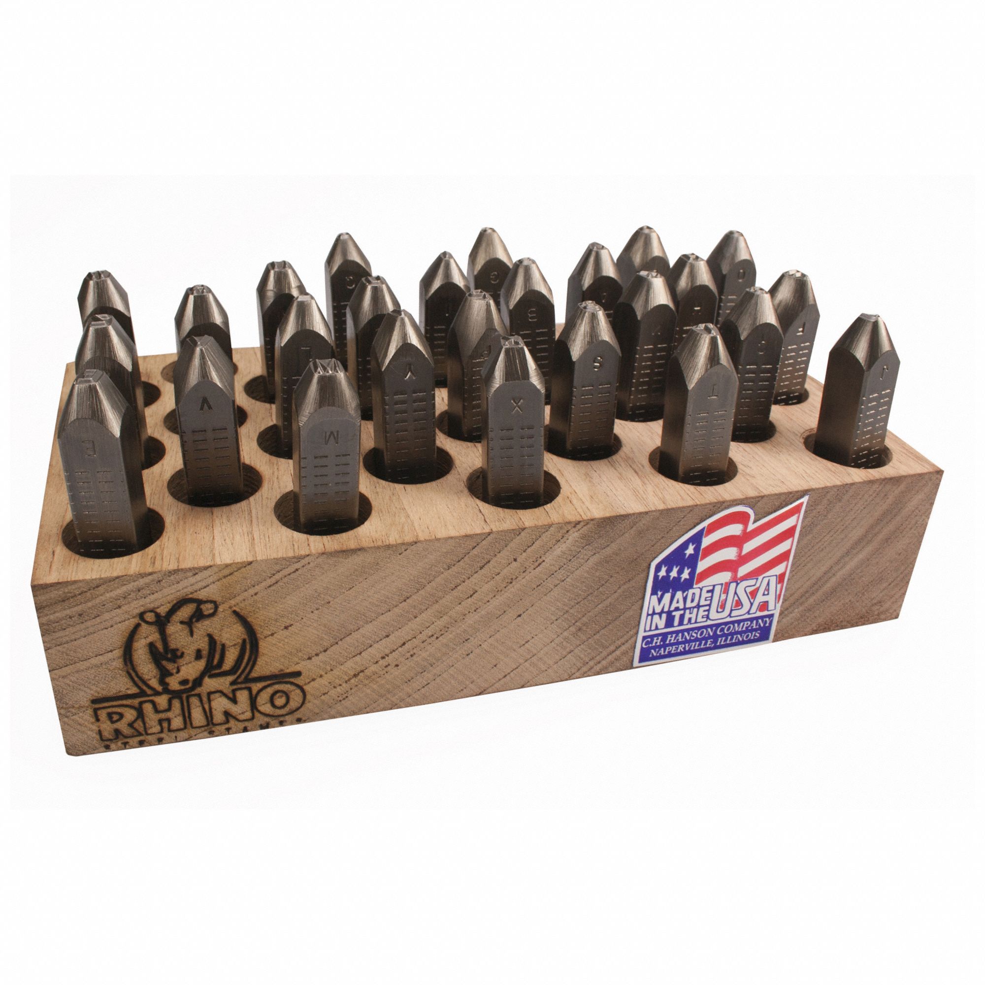 Hand Stamp Kit: A thru Z, 1/4 in Character Ht, 3 1/2 in Shank Lg, Steel, Sharp-Face