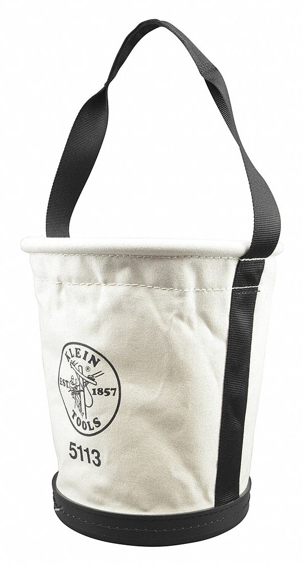 Bucket Bag: 13 in H, Off-White, Canvas, 0 Pockets, Open Top