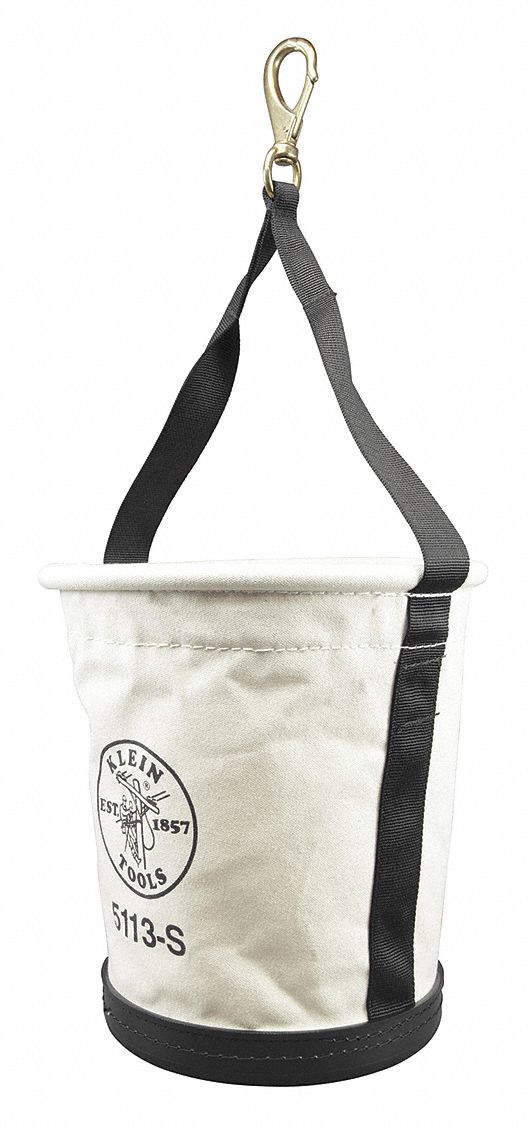 Bucket Bag: 13 in H, Off-White, Canvas, 0 Pockets, Open Top