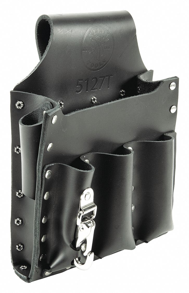 Tool Pouch: For 2 1/2 in Belt Wd - Max, 6 Pockets, Black