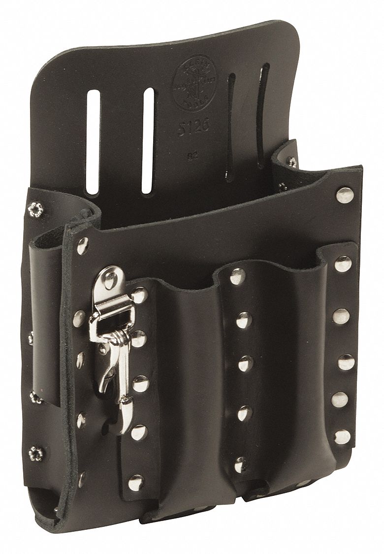 Tool Pouch: For 2 in Belt Wd - Max, 5 Pockets, Black