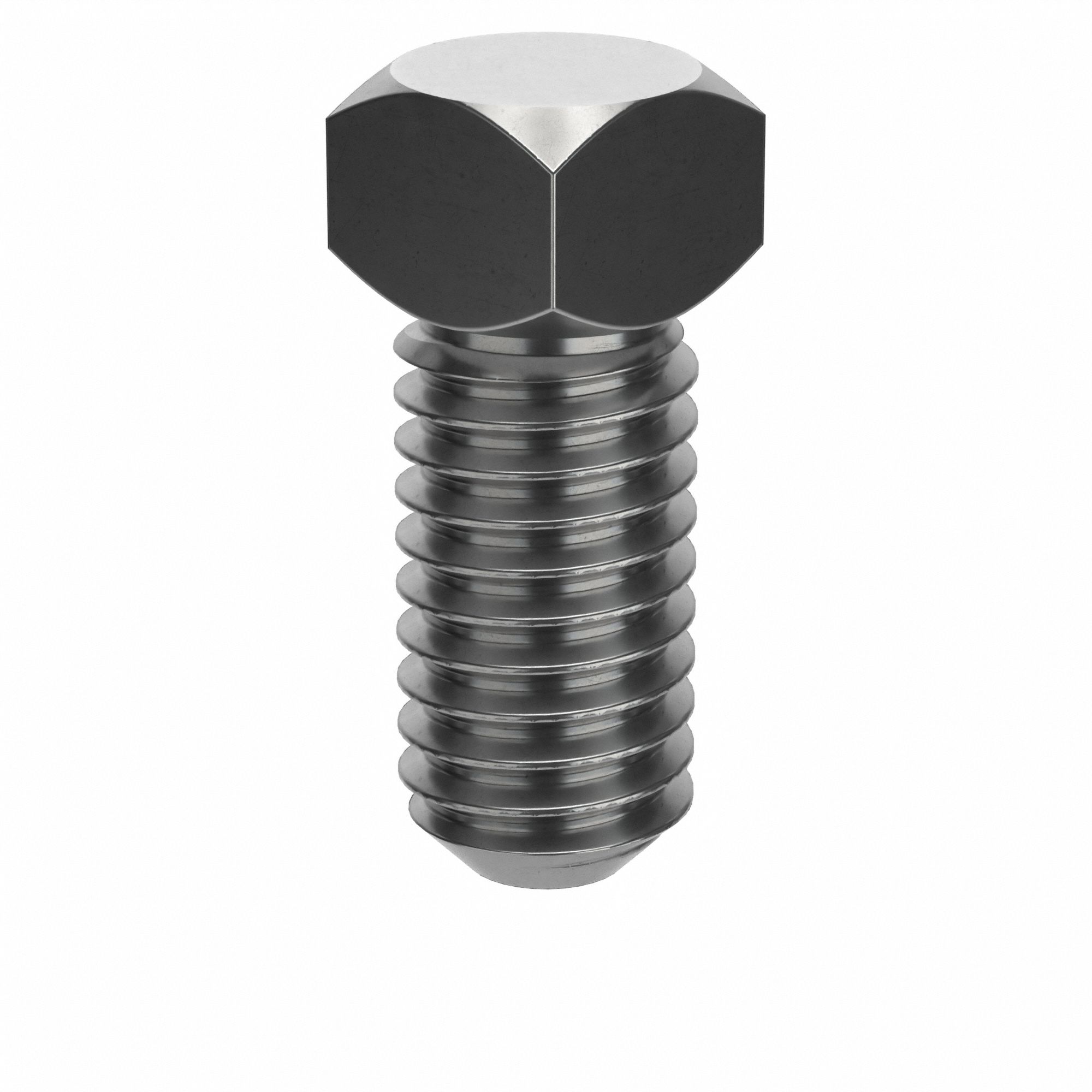 Socket Set Screw: 3/8"-16 Thread Size, 3/4 in Overall Lg, Cup pt, Stainless Steel, Plain, 1, 500 PK