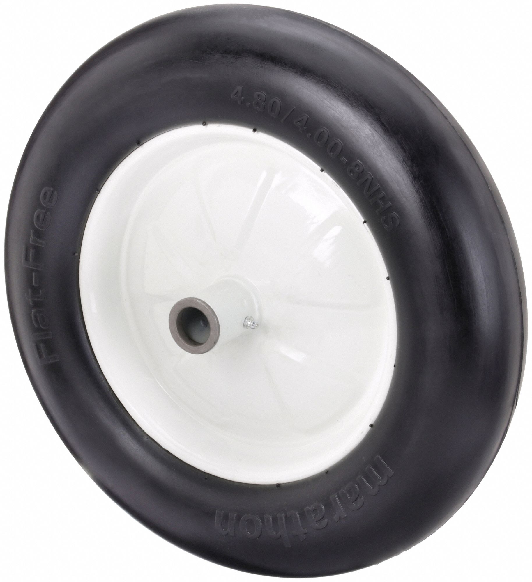 Flat-Free Wheel: 15 1/2 in Wheel Dia., 3 5/8 in Wheel Wd, Polyurethane, 1 in For Axle Size