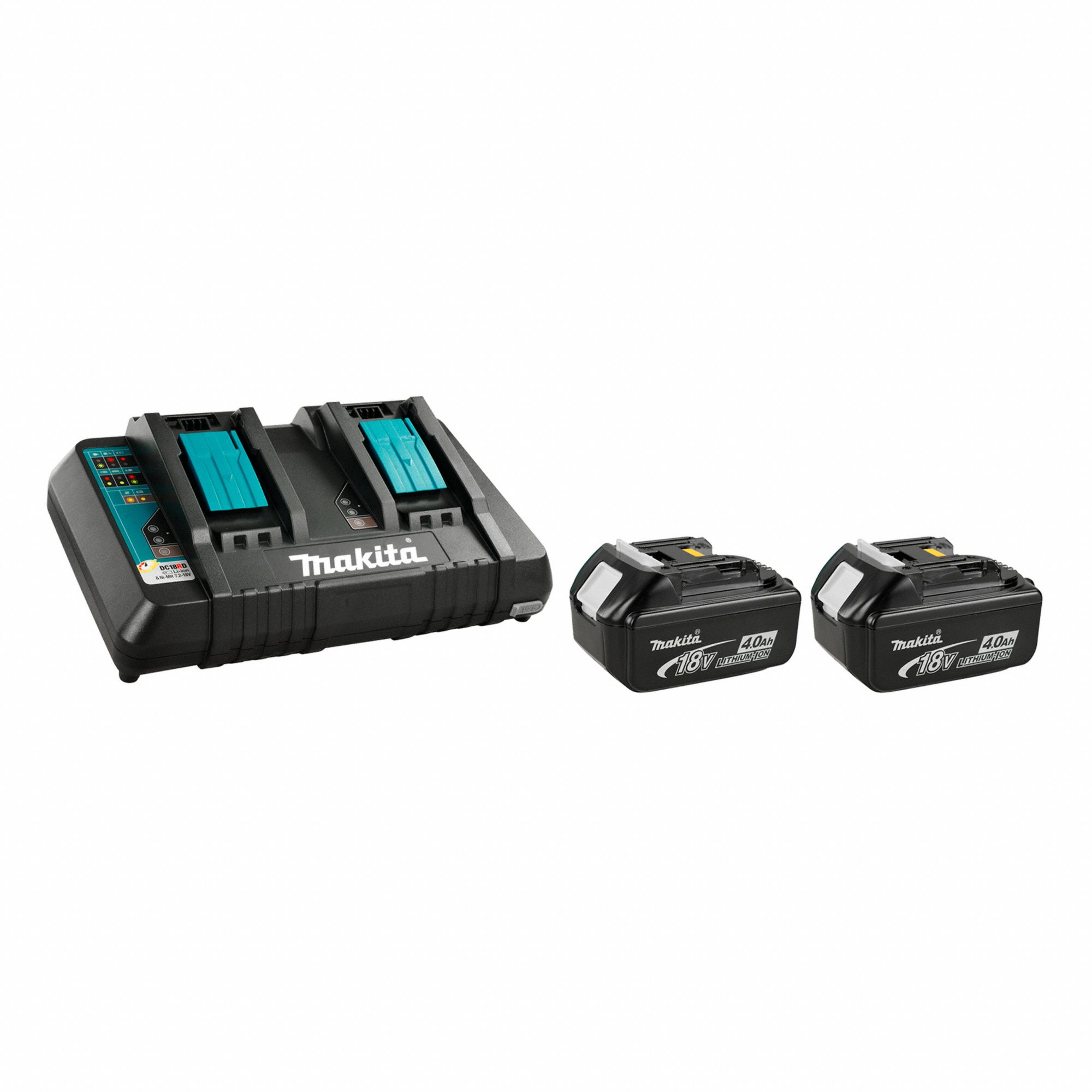 BATTERY/CHARGER KIT, 18V, LI-ION, 2-PORTS, RAPID, 120V AC, SIMULTANEOUS, 4 AH, 36 MIN
