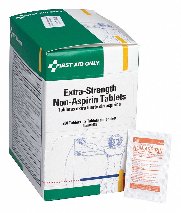 Extra Strength NonAspirin Pain Relief, Tablet, 125 x 2, Extra Strength, Acetaminophen Grainger