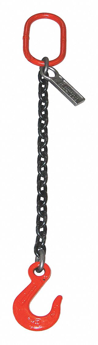Chain Sling: 6 ft Sling Lg, 4,300 lb Sling Capacity @ 90 Degrees, 9/32 in Chain Size