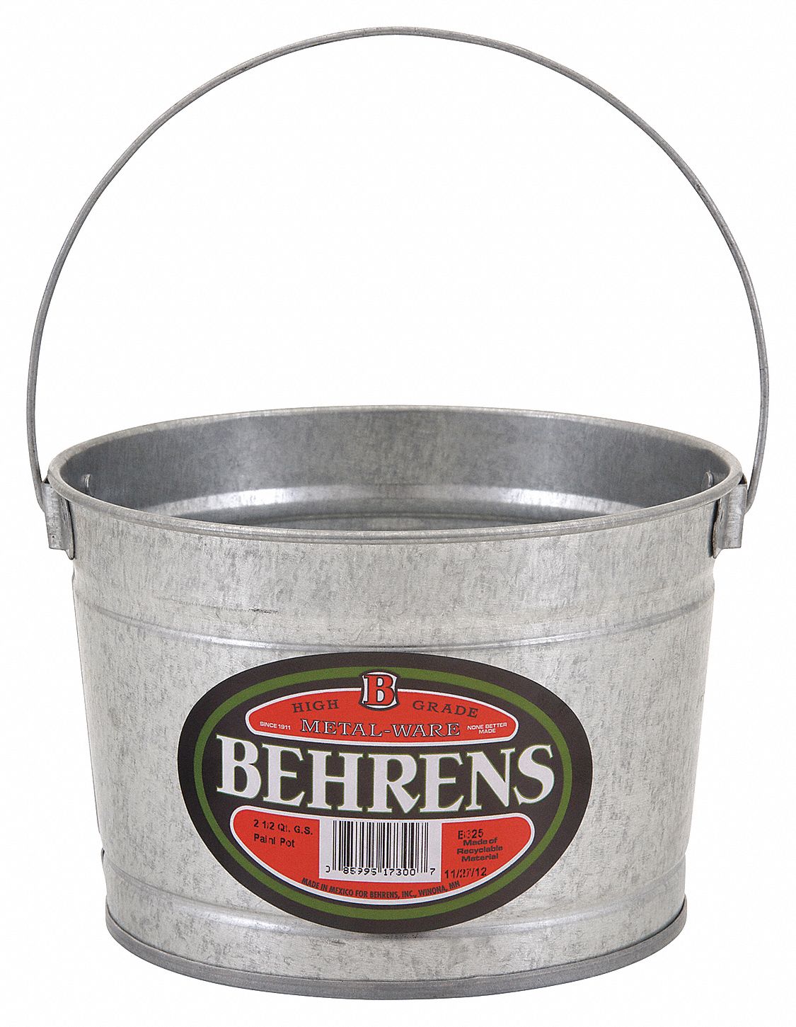 Bucket: 3/4 gal Capacity, 7 in Overall Wd, 5 in Overall Ht, Galvanized Steel, Graduated