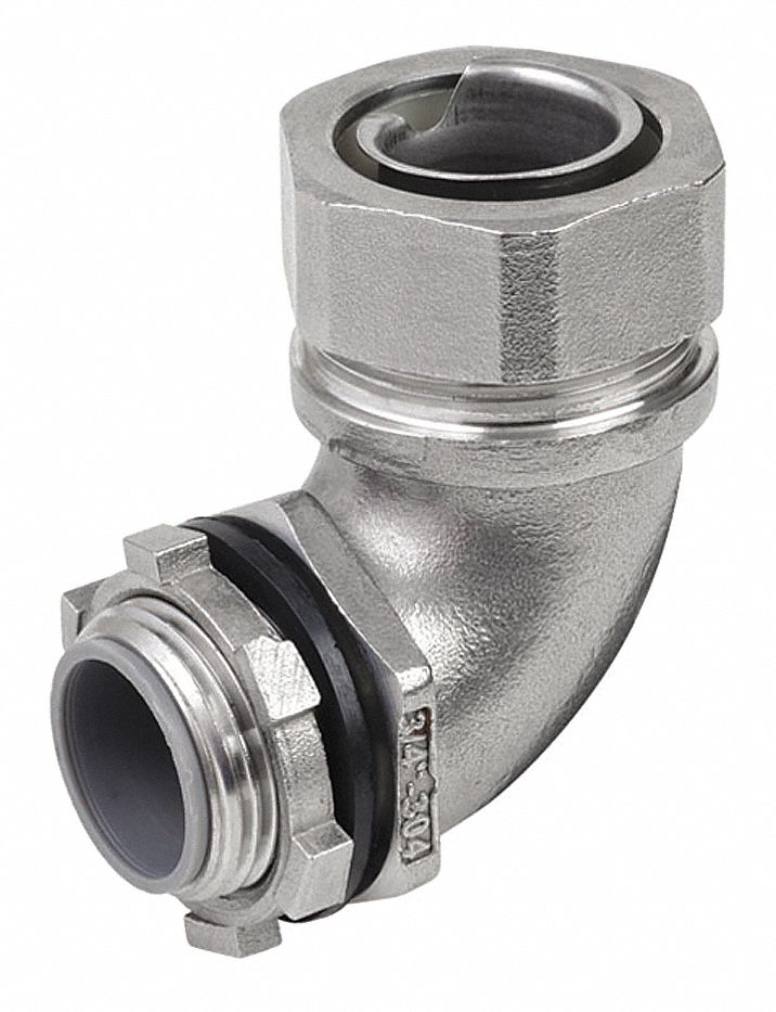 CALBRITE Liquid-Tight Connector for Flexible Conduit: 90° Connector, 1 ...