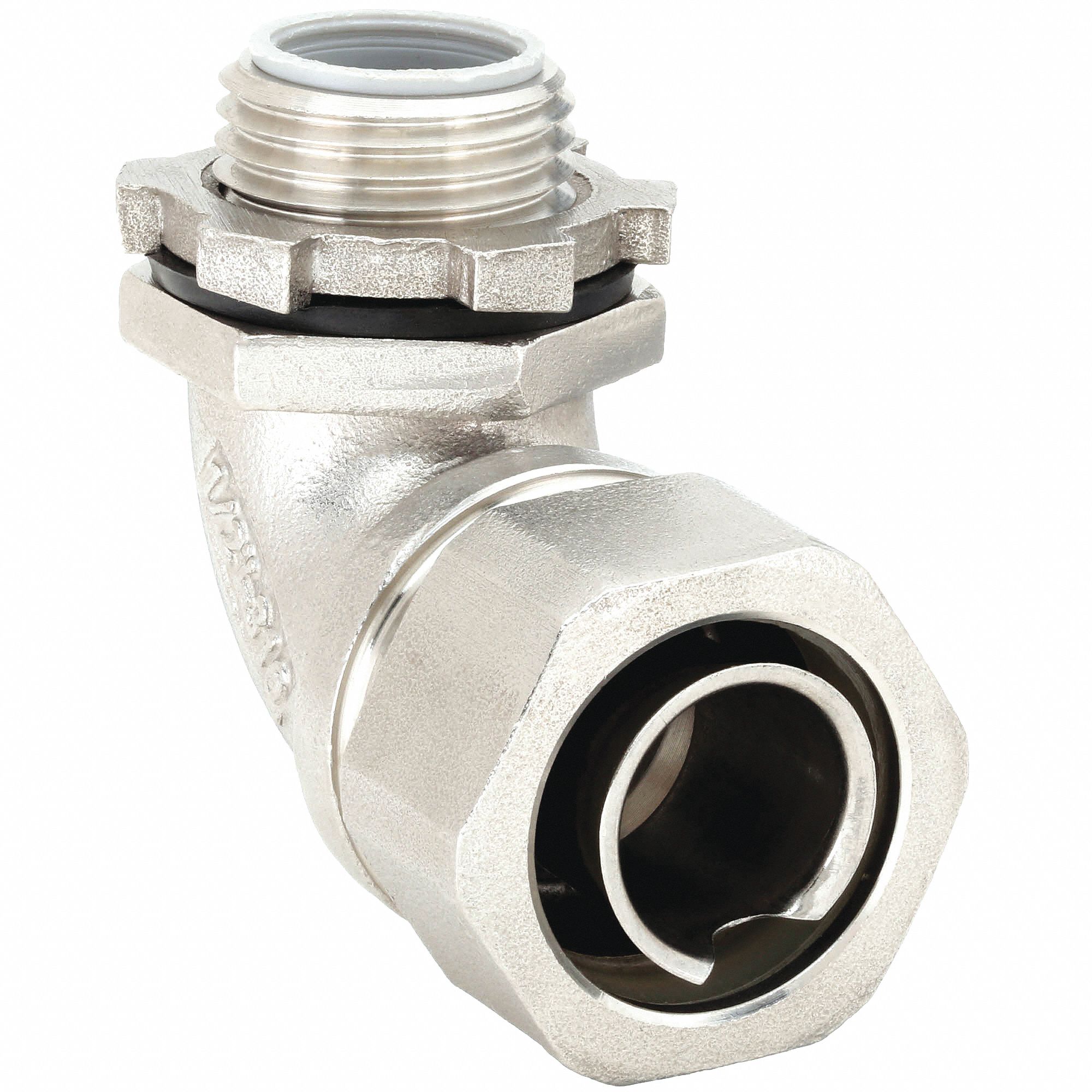 Liquid-Tight Connector for Flexible Conduit: 90° Connector, 1/2 in Trade Size, 316 Stainless Steel
