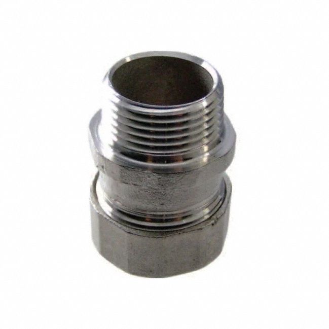 Compression Conduit Connector: 316 Stainless Steel, 1/2 in Trade Size, 1 5/8 in Overall Lg