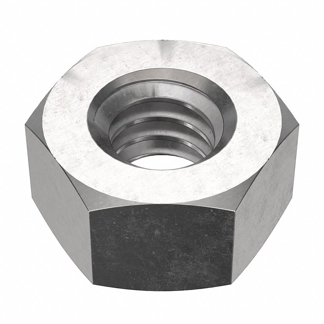 Hex Nut: Std Hex, 1/4"-20 Thread, 7/16 in Hex Wd, 7/32 in Hex Ht, Stainless Steel, 316, Std Hex Nut