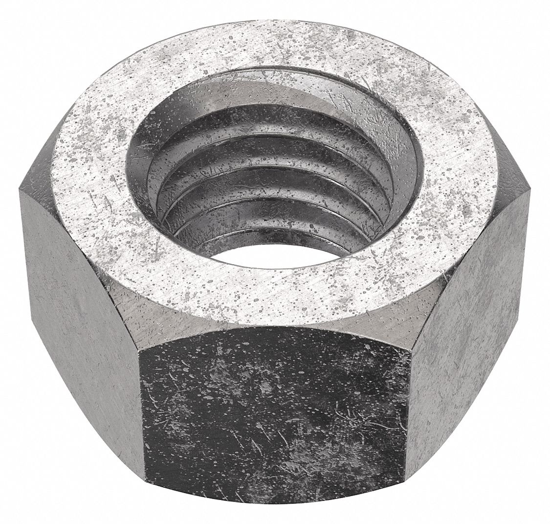 Hex Nut: Std Hex, 1/2"-13 Thread, 3/4 in Hex Wd, 7/16 in Hex Ht, Stainless Steel, 316, Std Hex Nut