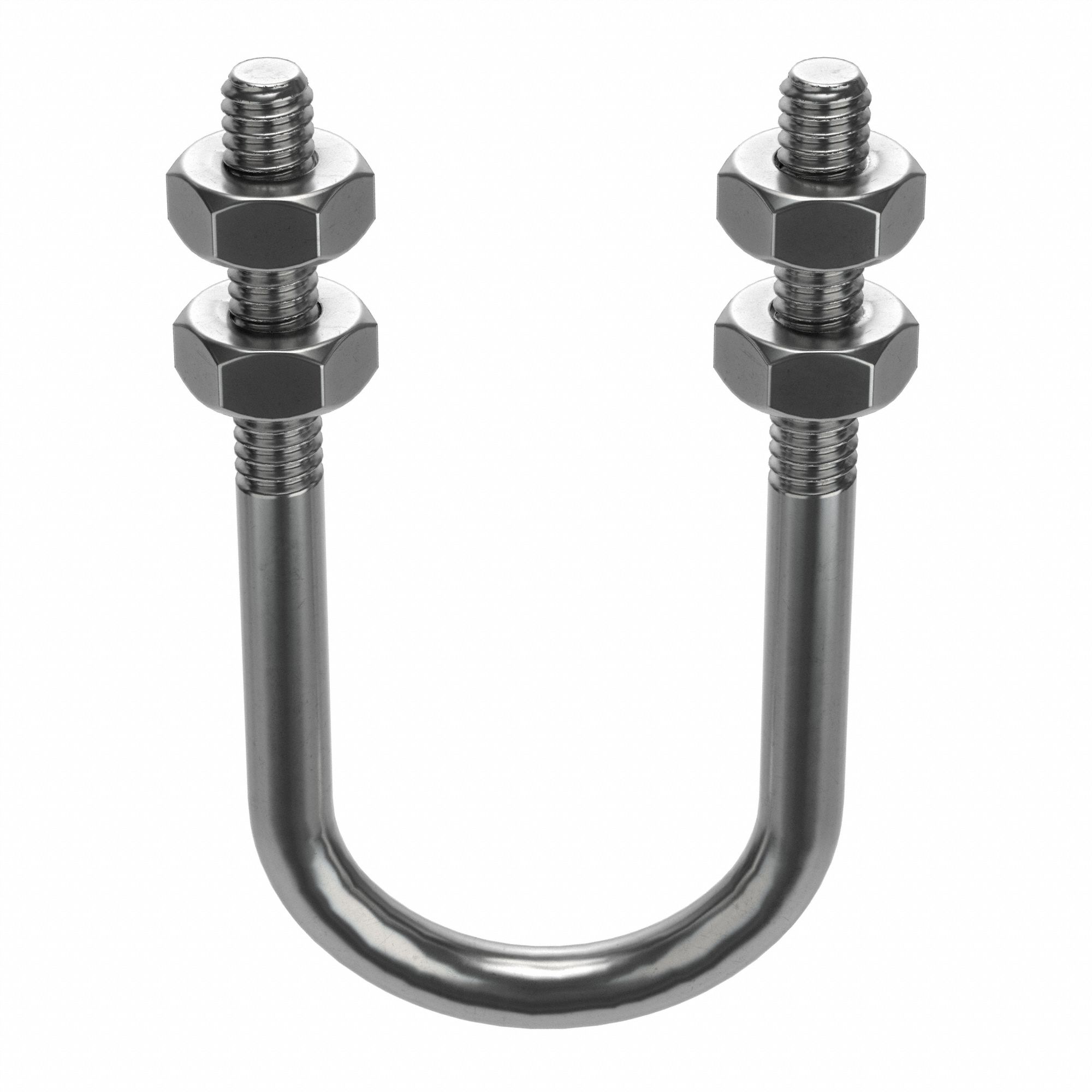 Standard U-Bolt: 1/4"-20 Thread Size, For Pipe Size 1 in, 2 3/4 in Inside Ht, Stainless Steel, Plain