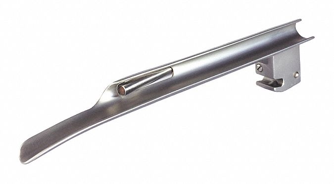 Laryngoscope Blades: Miller, 2 Blade Size, Fiber Optic, 6 1/8 in Overall Lg