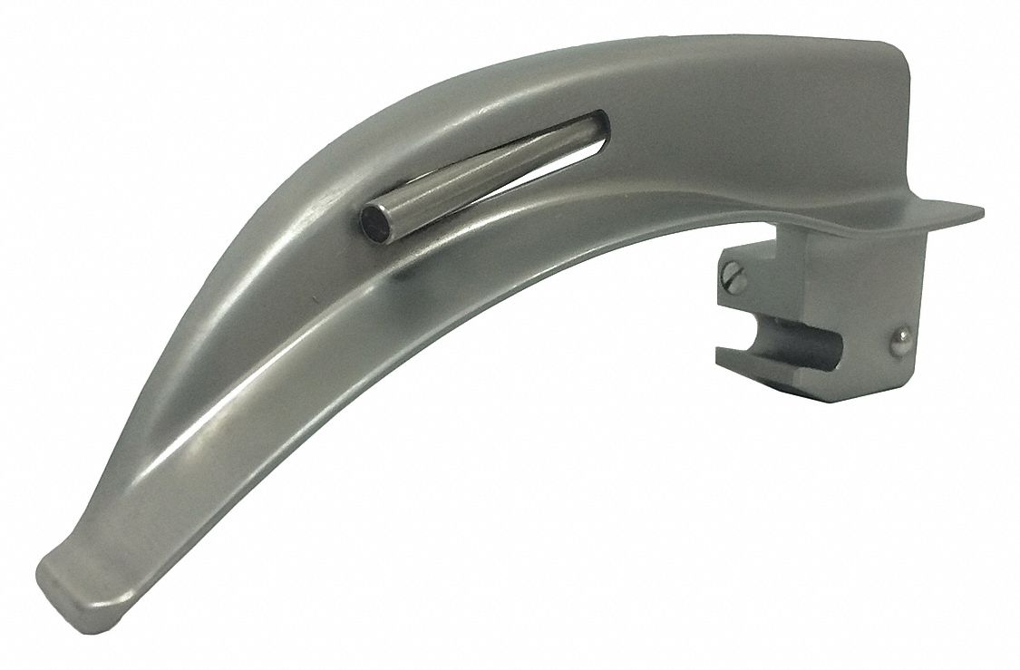 Laryngoscope Blades: MacIntosh, 2 Blade Size, Fiber Optic, 4 1/2 in Overall Lg