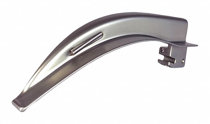 Laryngoscope Blades: MacIntosh, 4 Blade Size, Fiber Optic, 6 3/8 in Overall Lg