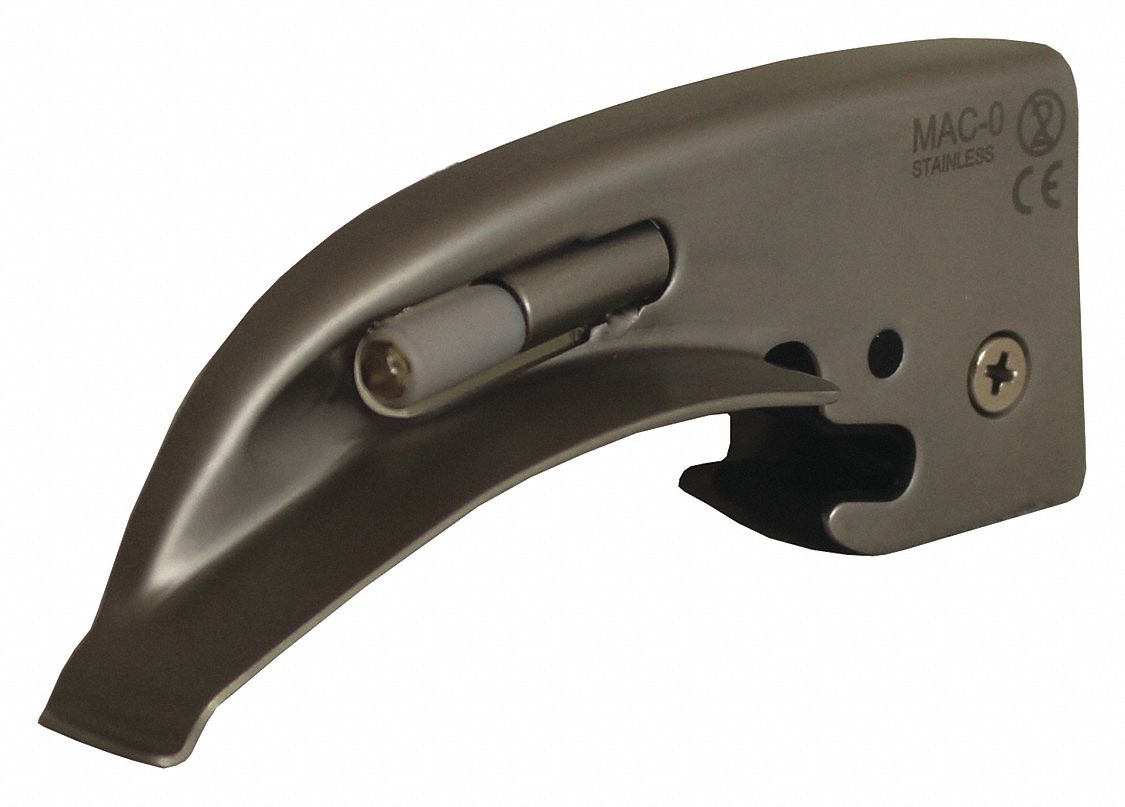Laryngoscope Blades: MacIntosh, 0 Blade Size, Std, 3 1/2 in Overall Lg, 7/8 in Overall Wd