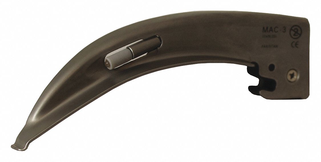 Laryngoscope Blades: MacIntosh, 3 Blade Size, Std, 5 1/4 in Overall Lg, 7/8 in Overall Wd