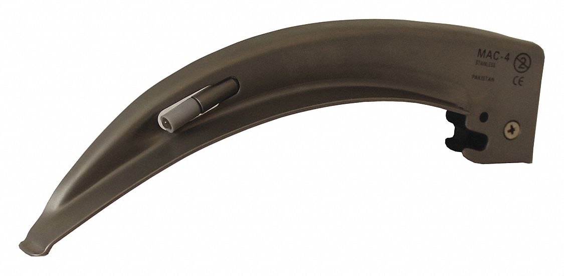 Laryngoscope Blades: MacIntosh, 4 Blade Size, Std, 6 3/8 in Overall Lg, 7/8 in Overall Wd