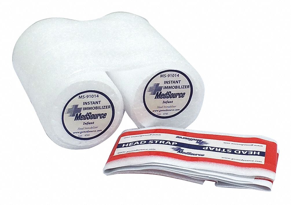 Infant Head Immobilizer: 8 1/2 in L x 4 1/2 in W x 10 1/2 in D x 5 5/16 in H, 2 Straps