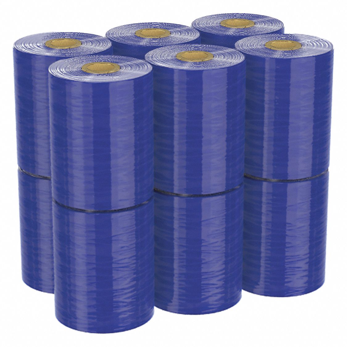 STRETCH WRAP, 100 GA, 5 IN OVERALL W, 900 FT OVERALL L, BLUE, LONGER CORE, 12 PK