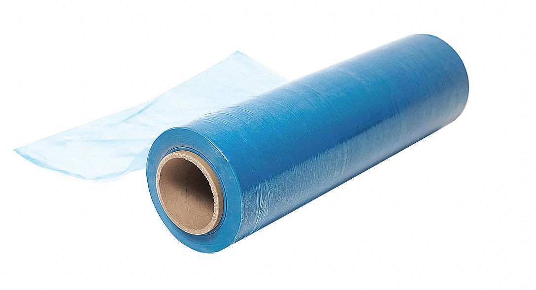 Stretch Wrap: 100 ga Gauge, 20 in Overall Wd, 4,500 ft Overall Lg, Blue, Machine Grade
