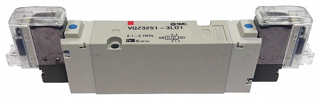 Solenoid Air Control Valve: VQZ3000, Five-Way / Three-Position, 110V AC, 22.1 cfm Flow Rate - Max, 1