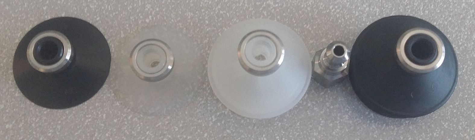 Vacuum Pad Test Kit: 32 mm Pad Dia, Bellows/Flat, NBR/Silicone, Black/Clear, 50A, -17°C to 120°C