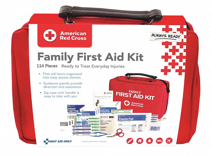 First Aid Kit w/House 115pcs 3x9 Red