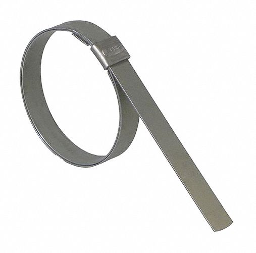 JS Style Band Clamp: Galvanized Steel, 9/16 in – 1 3/4 in Clamping Dia, Lip-Lock, 3/8 in Band Wd