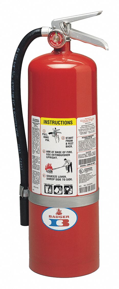 Badger Fire Extinguisher Dry Chemical Monoammonium Phosphate 10 Lb 4a 80b C Ul Rating 36ma29 10 Mb 8h Grainger