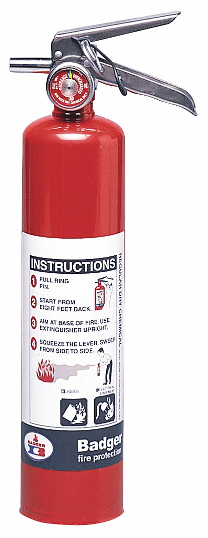 Fire Extinguisher: 2.8 lb Extinguisher Capacity, 10B:C, Sodium Bicarbonate