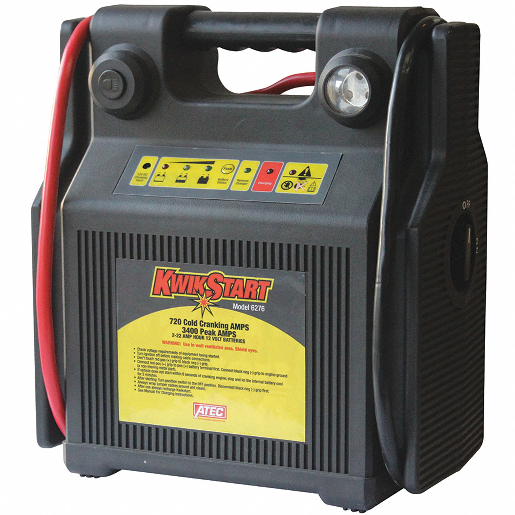 Battery Jump Starter, For Battery Voltage 12, Manual Grainger