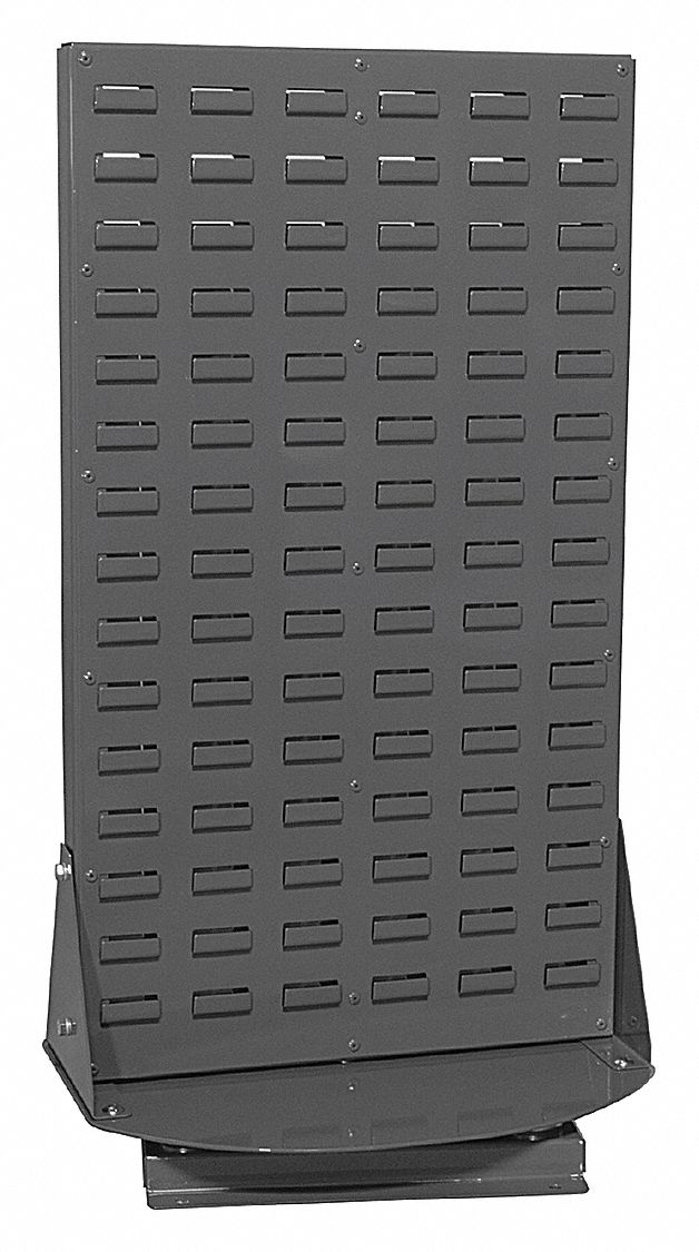 Louvered Bench Rack: 32 in x 16 in x 18 in, 2 Sides, 0 Bins, Gray