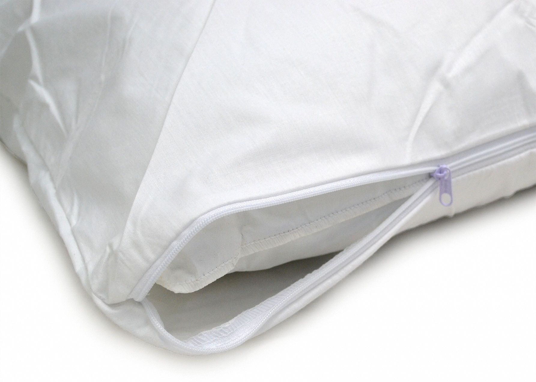 Pillow Protector: King, 37 in Overall Lg, 21 in Overall Wd, White, Cotton/Polyester